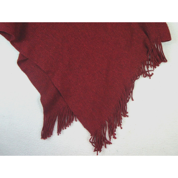 Chicos Shaw Womens OS Maroon Sweater Fringe Textured Knit Scarf Metallic Thread - Picture 10 of 12